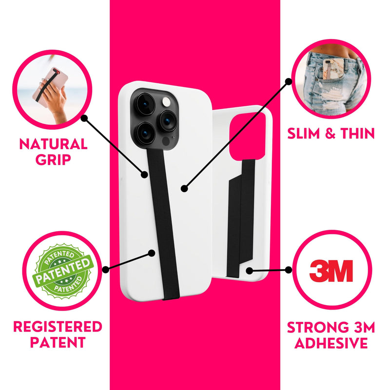 Phone Loops: Non-Elastic Phone Grip, Phone Strap, Phone Holder for Hand - Small, Light and Discreet Cell Phone Holder for Hand - Phone Finger Holder Midnight