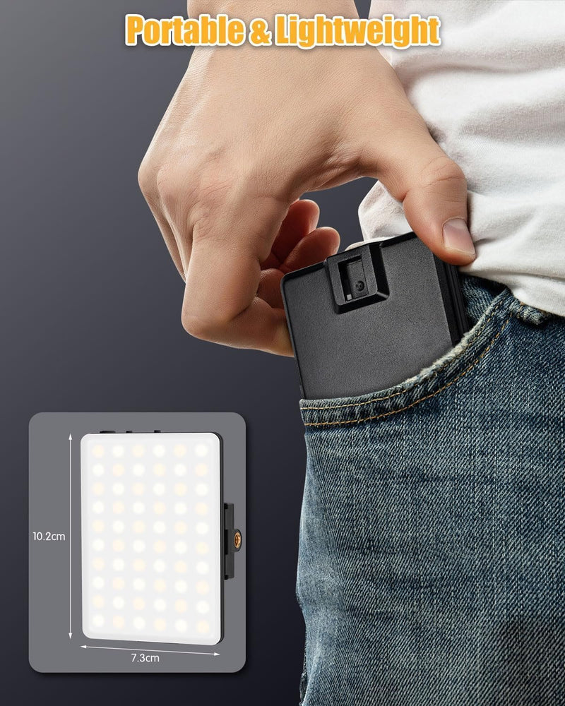 [AUSTRALIA] - Phone Light, Selfie Light for iPhone, High Power Rechargeable RGB Light for Video Recording, Upgraded Adjustable Multi Mode Retractable Clip Portable Light, TikTok, Makeup, Content Creator Light Black 