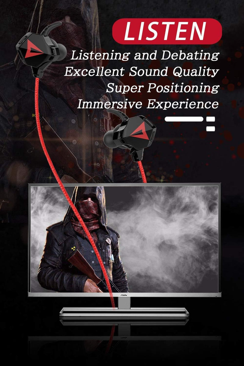 [AUSTRALIA] - KASOTT Battle Buds Pro in-Ear Gaming Headset with Dual Microphone, Mute and Volume Control, Wired Earphones for Mobile Gaming, Nintendo Switch, Xbox One, PS, PC (Black) Black 