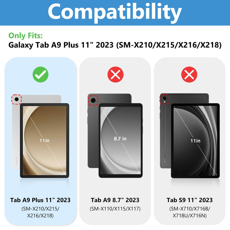 2 Pack Screen Protector for Galaxy Tab A9 Plus 11 Inch 2023, HD Tempered Glass 9H Film Guard for 11" Tab A9+ 5G Tablet (SM-X210/X216/X218) 2