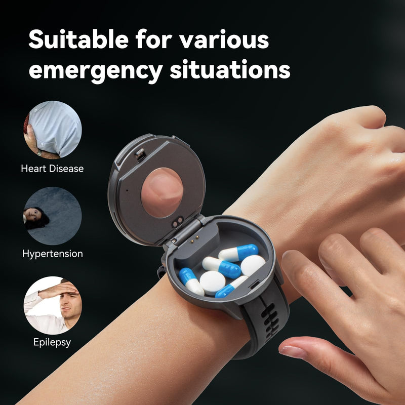 Smart Watch Pill Box, Fitness Smartwatch with Bluetooth Call for Men, Water Resistant Pill Organizer for Emergency, Pill Case for Emergency, Small Pill Container for Vitamin, Fish Oil