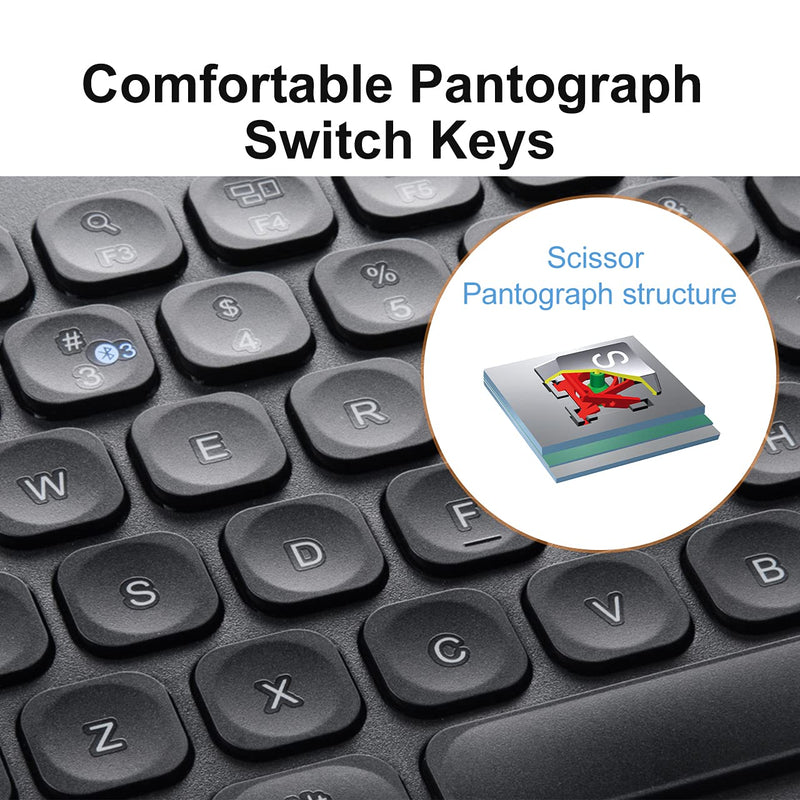 SANWA Multi Device Bluetooth Keyboard with Touchpad, Rechargeable Keypad with Trackpad for Laptop Desktop Computer PC iPad/iPhone Tablet, Compatible with MacBook, Windows, Android, iOS, Black