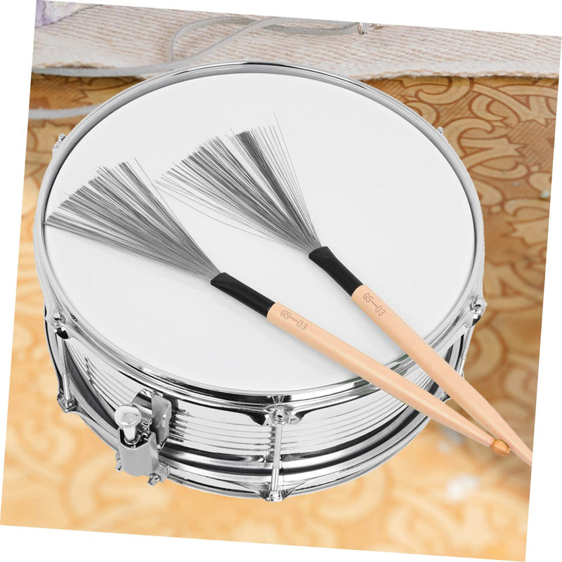 1 Pair Double head drum brush Practical Drum Brush wooden handle drum Drum Stick Brush drum shield snare wire musical instrument drum clean major maple Metal 35.5x1.5cm As Shown