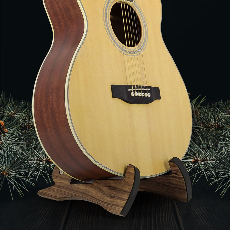 Foldable Wooden Guitar Stand Portable Guitar Holder A-Frame Bracket for Electric Acoustic Classical Guitars Bass(Zebra Wood)