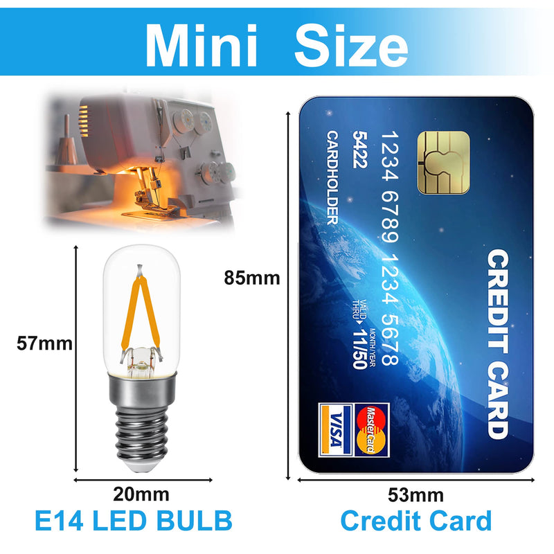 DSLebeen E14 LED Warm White Light Bulb Fridge Lamp 2 W 250 LM Replacement Bulb 25 W 2700 K Mini LED Bulbs for Night Light, Salt Lamp, Chandelier Not Dimmable 230 V AC Pack of 2 2-Warm White