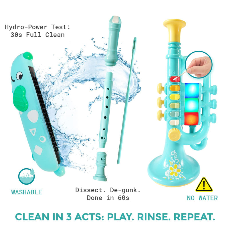 [AUSTRALIA] - 3-in-1 Kids Musical Instruments with Storage Bag, Toddler Toys with Plastic Trumpet, Harmonica & Flute Recorder, Educational Music Gifts for Children Ages 3 4 5 6 7,Gifts for Boys Girls 3in1-kids Trumpet-yd-wb001 