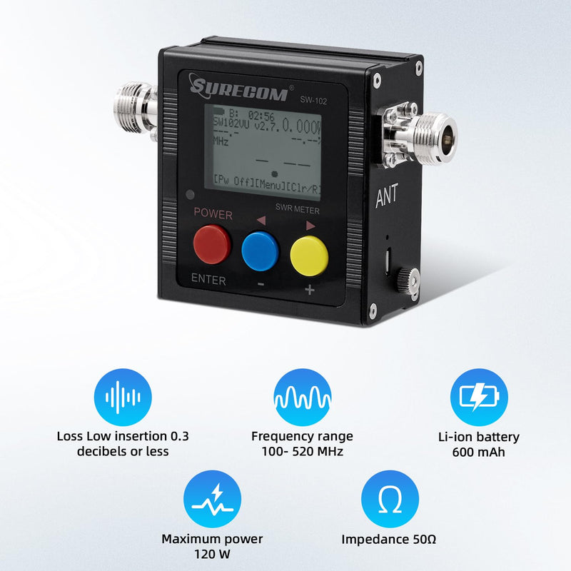 Mcbazel Surecom SW-102 Digital VHF/UHF 125-525Mhz Antenna Power & SWR Meter