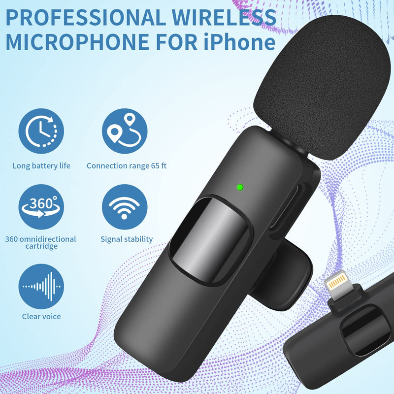 [AUSTRALIA] - IIQ Wireless Lavalier Microphone for iPhone, Mini Professional Wireless Lavalier Microphone, Wireless Clip Mic, Tiny Lapel Microphone for iPad, for Video Interview Podcast, Facebook, YouTube 1Single Mic 