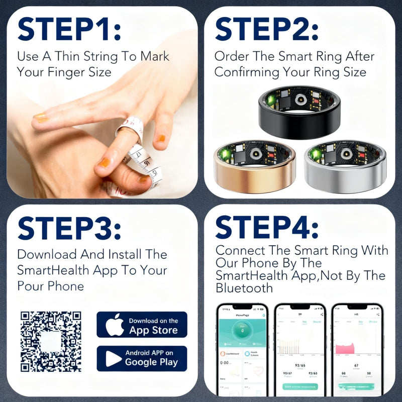 Smart Ring Fitness Tracker for Women & Men, Heart Rate, Blood Oxygen, Blood Pressure, Sleep & Step Monitor, IP68 Waterproof Health Ring, Compatible with iPhone Rose Gold 9#(19.25mm)