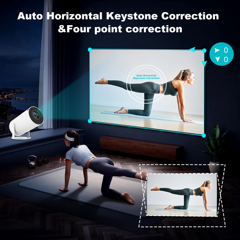 [AUSTRALIA] - Mini Projector, Support 4K 1080P Portable Projector with Dual Band WIFI 6, Bluetooth 5.2, 180° Rotatable, Auto Keystone Correction,35"-130" Screen Video Projector(L) L 