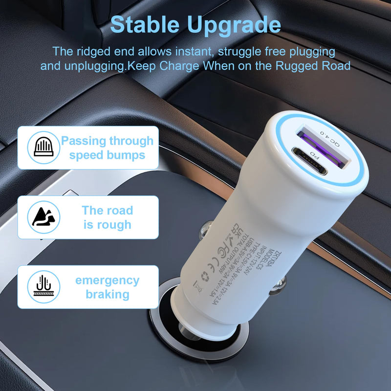 [AUSTRALIA] - iPhone 16 Car Charger USB C Car Charger Adapter 2Pack 48W PD&QC4.0 Dual Port iPhone Car Charger with USB C to C Cable for iPhone 16/15 Series, Samsung Galaxy Series, iPad Pro, AirPods,Pixel,and More 