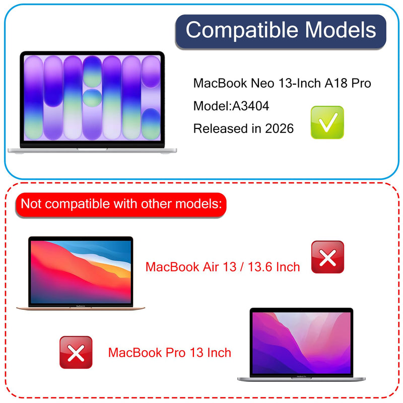 2 Pack Anti Glare Screen Protector for 2026 New MacBook Neo 13 inch with A18 Pro Chip/A3404 Anti Scratch Accessories 5H Hardness Matte Protective Shield Film for MacBook Neo 13