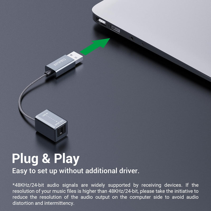 [AUSTRALIA] - Cubilux USB to S/PDIF Transmitter, USB A to TOSLINK Output Adapter (Stereo Sound, Not for 7.1/5.1, NOT for TV), USB Optical Audio Converter Compatible with Windows Linux PC Laptop Computer 