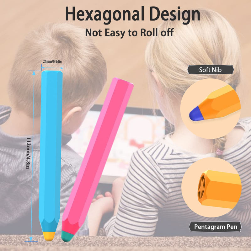 2022 Stylus Pens for Touch Screens, Kenkor Crayon Stylus for Kids Pencil Shape 3 Pack of Pink Blue Yellow Universal Capacitive Stylus Compatible with ipad/iPhone/Android/Kindle/Samsung/Microsoft Bule/Pink/Yellow