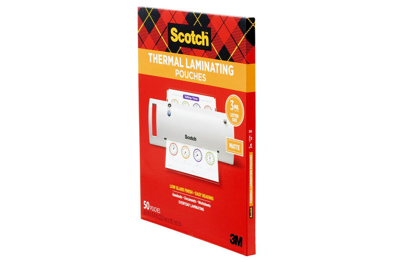 Scotch Matte Thermal Laminating Pouches, Ultra Clear with Matte Finish, Letter Size 8.9 in x 11.4 in, 50-Pack