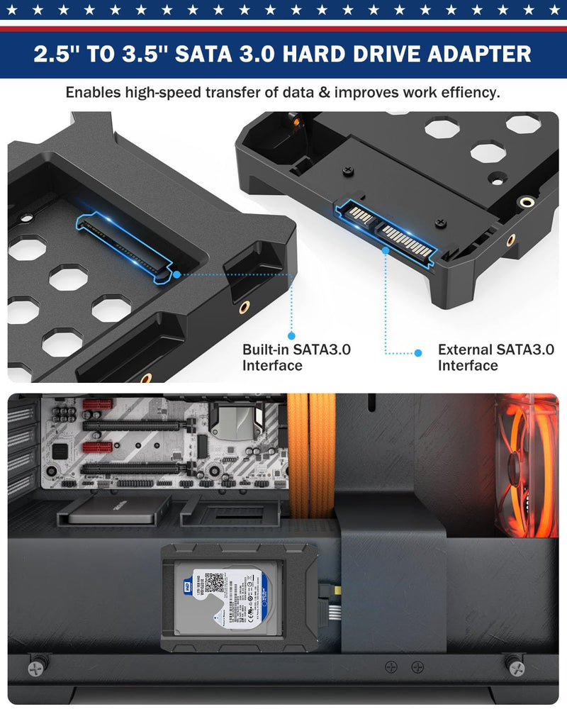 4 Pack SSD HDD Holder Mounting Bracket Hard Drive Adapter 2.5'' to 3.5'' SSD Bracket Converter Internal Hard Disk Drive Caddy Case Tray for 2.5 HDD with SATA III Interface Hot Swap Plug 4 Pack