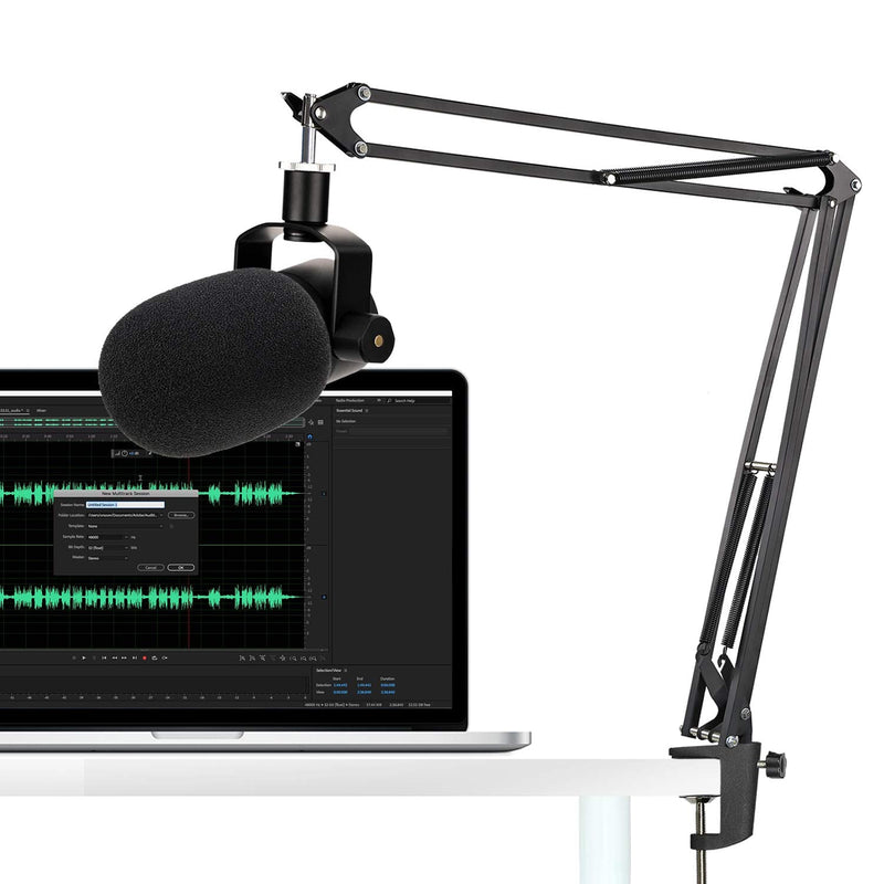 20+18.5in Rode Podmic Stand with Pop Filter, Professional Boom Arm and Windscreen for Rode PodMic Cardioid Dynamic Podcasting Microphone by YOUSHARES 20+18.5in