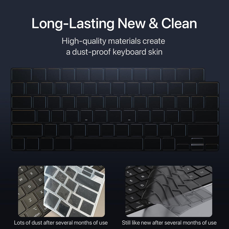 for MacBook Pro 14 inch Case 2024-2021 M3 Pro/Max A2918 A2992 M2 A2779 M1 A2442 [100% Match Official Color] Hard Shell + Translucent Keyboard Cover for Laptop - Space Black Clear