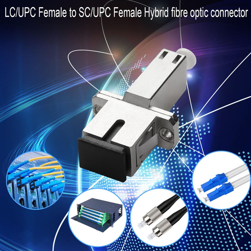 QIANRENON LC Female to SC Female Hybrid Fibre Optic Adapter Coupler SM 9/125μm LC/UPC to SC/UPC Simplex Fibre Optic Connector Socket, for FTTH Connection to Extend LC-SC Patch Cord Pigtail