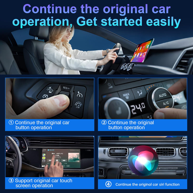 Wireless CarPlay Adapter for iPhone, HD Navigation Vehicle-Level Chip Stable Connect, Bluetooth CarPlay Plug & Play Convert Wired to Wireless CarPlay Adapter iOS 10+ & Cars from 2015+