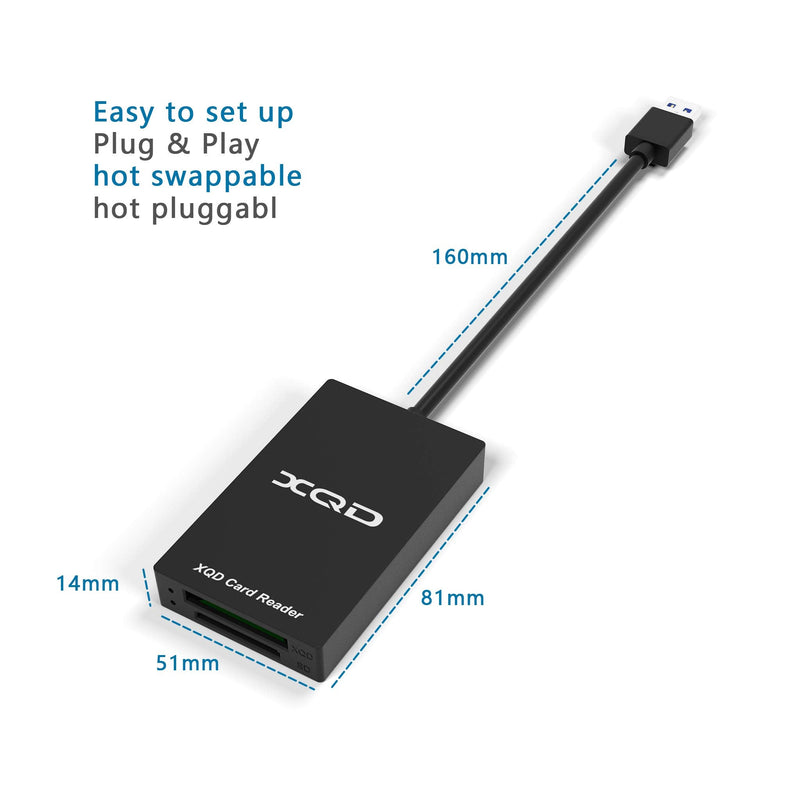 XQD Card Reader, USB 3.0 XQD/SD Card Reader Dual Slot Memory Card Reader 5Gpbs Super Speed Compatible with Sony G/M Series, Lexar 2933x/1400x USB Mark XQD Card, SD/SDHC Card for Windows/Mac OS