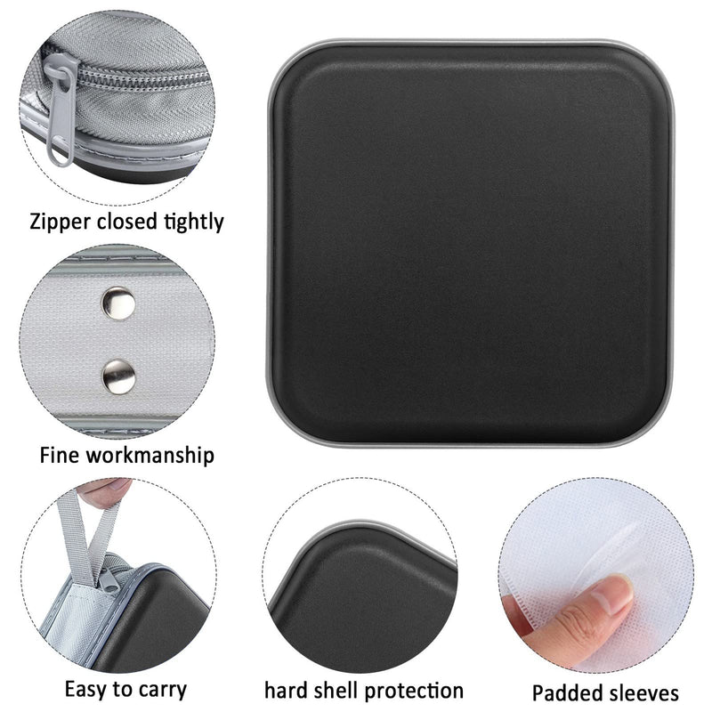 CD Case, 40 Capacity CD/DVD Case Holders Wallet Hard Plastic DVD Disc Cases Storage Binder for Car Home Office Travel (Black) Black