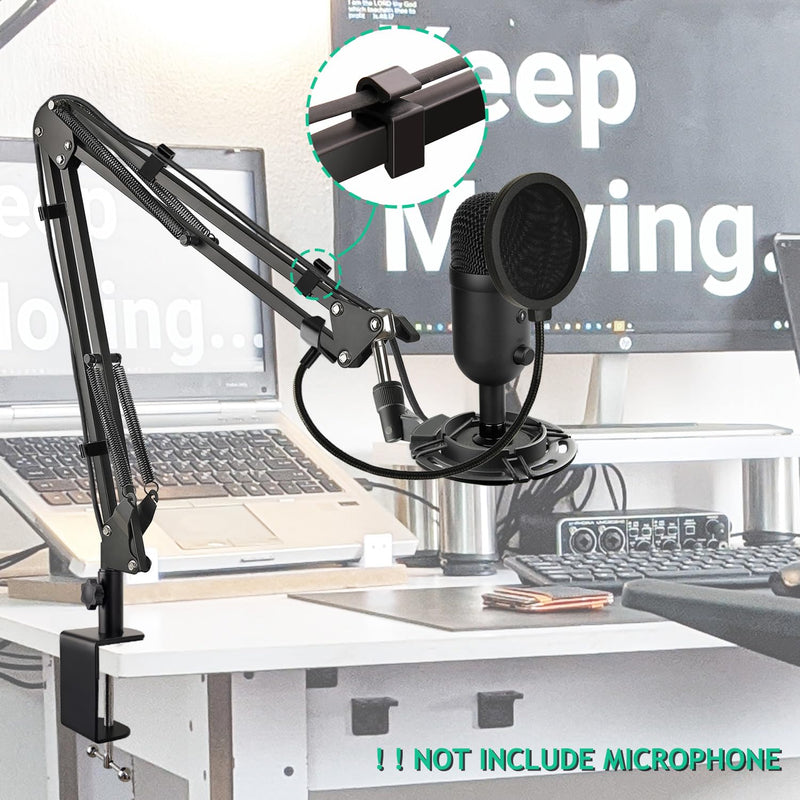 [AUSTRALIA] - Mic Boom Arm for Razer Seiren V2 X, Adjustable Microphone Arm Stand with Shock Mount, Pop Filter, Heavy Duty Table Mount Clamp and 3/8 Female to 5/8 Male Screw Adapter 