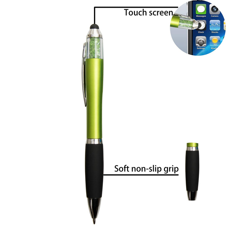 MiSiBao Stylus Pens for Touch Screens, Ballpoint Pens Black Medium Point with Crystals for Women and Kids Black Ink Pen with Stylus Pen for iPad with Comfort Grip 4 Refills (Style1 8-Count) Style1 8-count