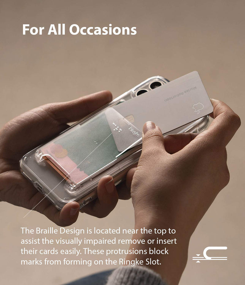 Ringke Slot Card Holder for Phone Case, Business Card Holder for Back of Phone, ID Credit Card Holder Stick on for Women Men, Phone Wallet Compatible with iPhone, Galaxy, and Pixel - Clear Mist Adhesive