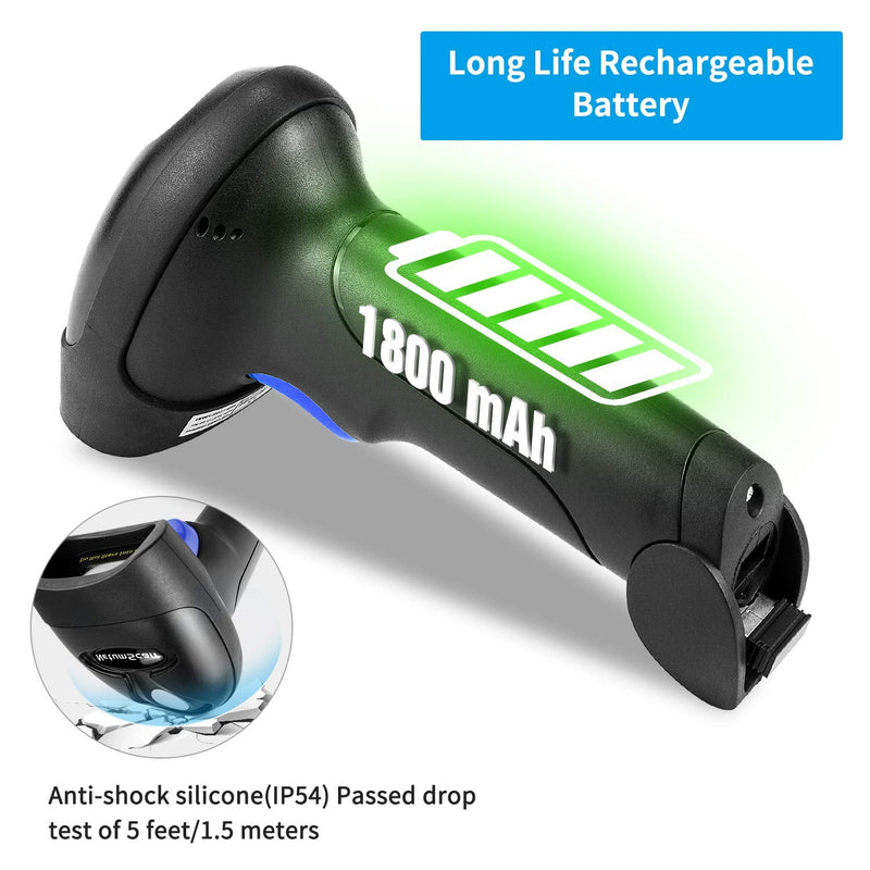 Wireless 1D 2D Barcode Scanner with Stand, NetumScan Portable Automatic QR Code Scanner Supports Screen Scan Handheld CMOS Image Bar Code Reader with USB Receiver for Warehouse POS and Computer 1D & 2D Barcode Scanner
