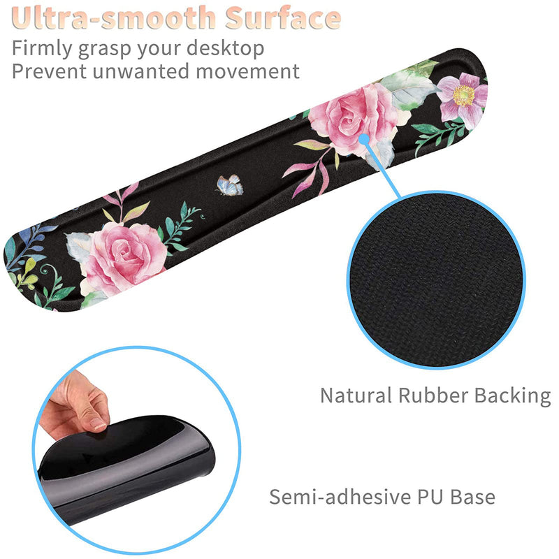 Keyboard Wrist Rest and Mouse Pad Wrist Support Set with Coffee Coaster, Non-Slip PU Base for Gaming and Office, Comfortable & Lightweight for Easy Typing & Pain Relief,Flower Bible Verse Psalm 46:10 Flower Bible Verse Psalm 46:10