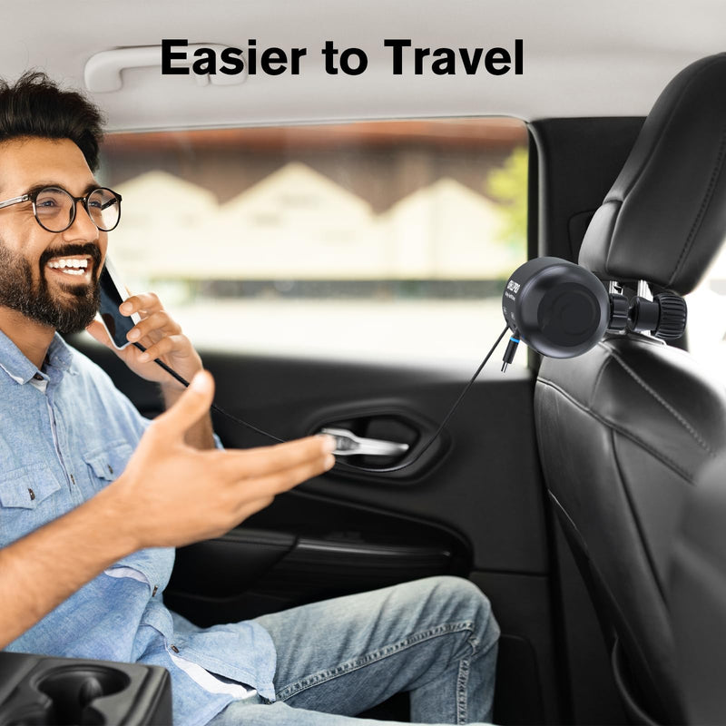 OHLPRO 2 in 1 Backseat Car Charging Station Box, 45W Fast Charge Multi Retractable Car Charger for Uber Chargers for Passengers, for iPhone/Samsung and Tablets - Headrest Bars Car