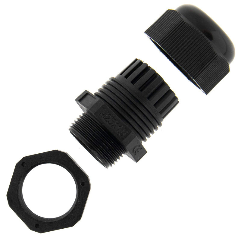 SeKi 10 x Cable Glands M25 9-17 mm, Waterproof IP67 Metric Cable Gland, Black (RAL9005), Suitable for PG16 2-black
