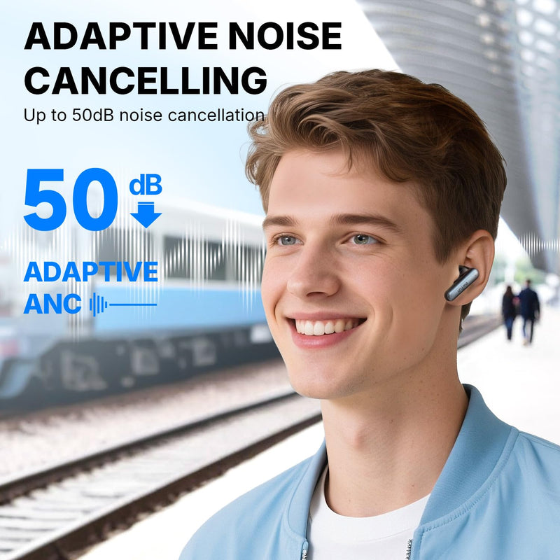 EarFun Air Pro 4i Noise Cancelling Wireless Earbuds, Hi-Res, LDAC, 6 Mics | 6 Mics AI ENC Clear Call, 40H Playtime, Multipoint Connection, Surround Sound, Bluetooth 5.4 Earbuds, Wireless Charging Black