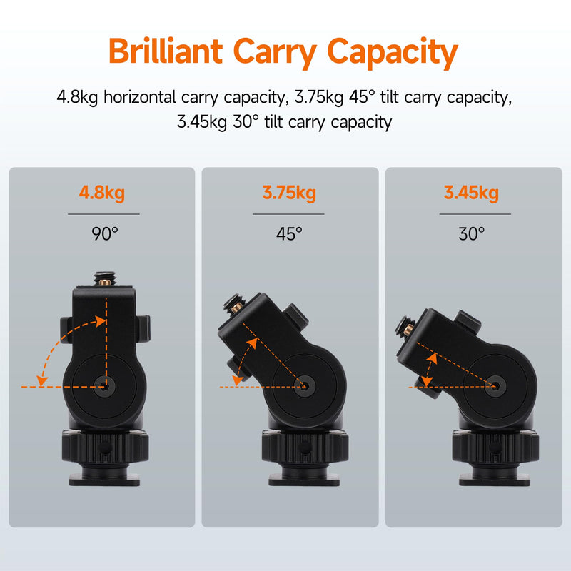 [AUSTRALIA] - Adjustable Gimbal Monitor Cold Shoe Adapter, Metal Field Monitor Mount Holder, 360 Degree Swivel and Tilt Adjustable Monitor Mount Bracket with Cold Shoe Mount, Locating Pin Design Cold Hot Adapter 