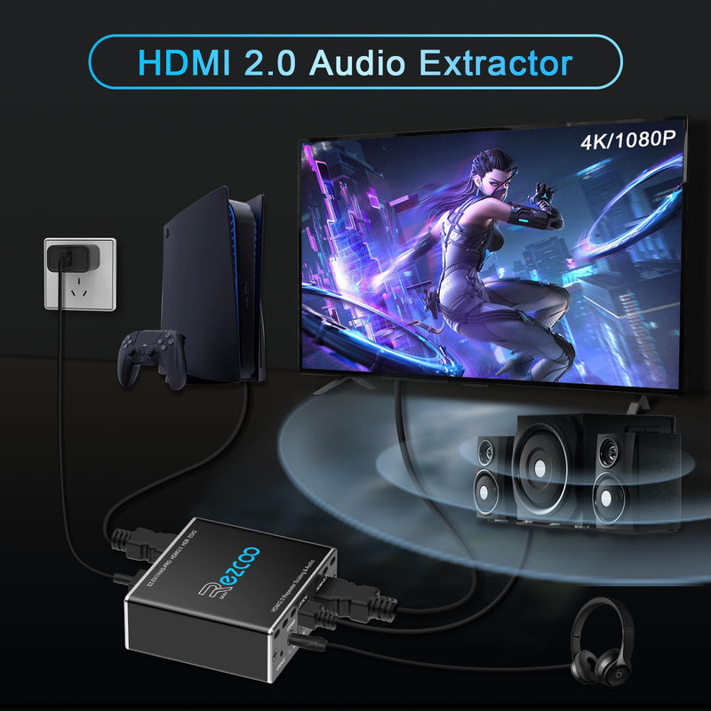 [AUSTRALIA] - HDMI Splitter 1x1 Audio Extractor 4K 60Hz Atmos CEC EDID/Down-Scale/HDCP Switch Fit Various Video- SPDIF 5.1CH Optical Toslink,Stereo Audio Breakout, HDMI Repeater Digital De-embedder Decoder EX11PRO HDMI 2.0 Audio Extractor 