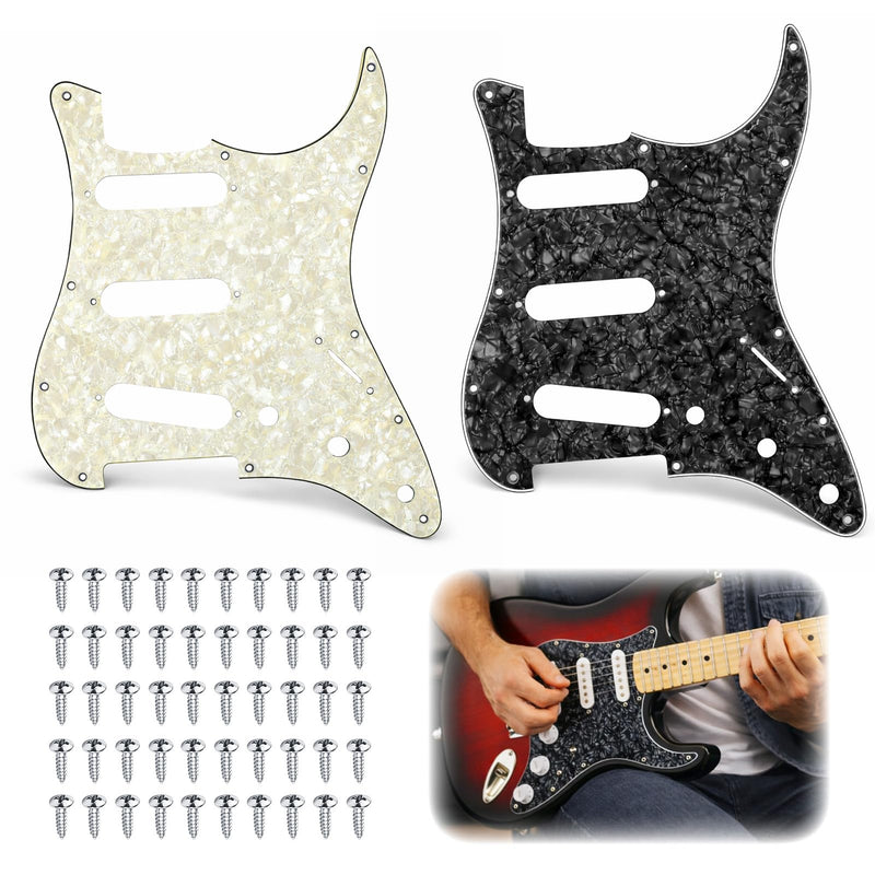 [AUSTRALIA] - 2 Pack Guitar Pickguard SSS 11 Hole for Stratocaster Replacement, 3 Ply Electric Guitar Scratch Plate with Pure Aluminum Foil Shielding, Modern Style Backplate, Fits US/Mexico Standard Strat 