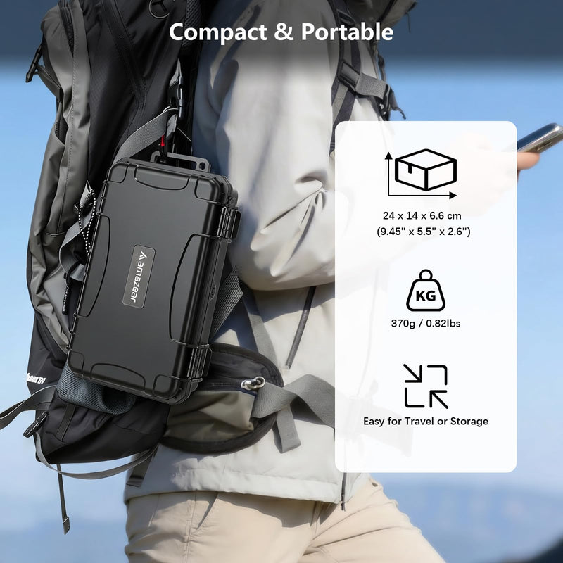 AMAZEAR Waterproof Hard Case Compatible with DJI OSMO Pocket 4P, Pocket4 Pro Creator Combo Accessories Small Hard Shell Cover Travel Hardcase for Carrying, Protection, Storage, Organization, Black