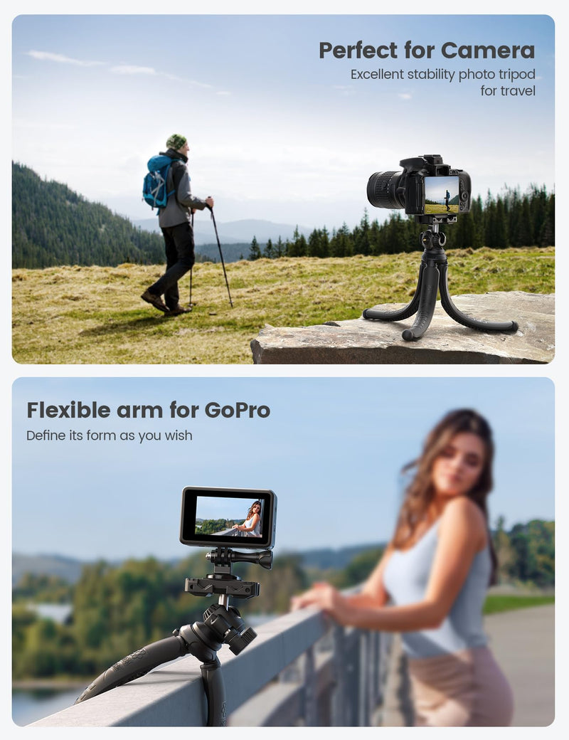 Lamicall Tripod for iPhone - 3 in 1 Flexible Phone Tripod with Wireless Remote - iPhone Tripod Stand for Video Recording Vlogging Selfie Compatible with iPhone Samsung Go Pro, Digital Camera Black