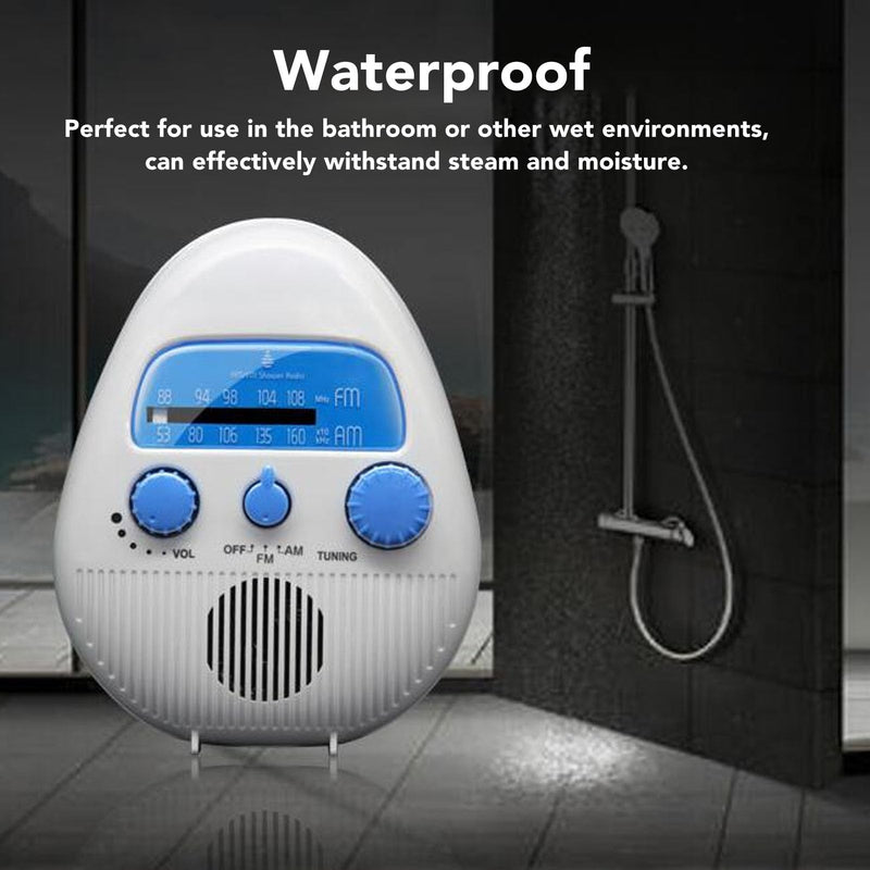 [AUSTRALIA] - Shower Radio, Waterproof Bathroom Radio AM FM Radio with Built in Speaker, Portable Battery Operated Radio for Home Outdoor Travel 