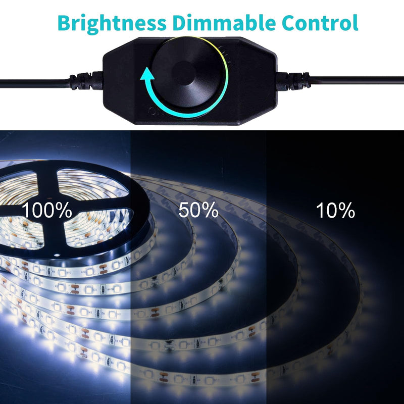 [AUSTRALIA] - 50ft White Led Strip Lights, 12V Outdoor Strip Lights Waterproof Flexible Led Light Strip Indoor Plug in Cuttable SMD2835 Dimmable Led Strip Light for Bedroom Cabinet Kitchen TV Hallway Daylight White 50FT With Adapter 