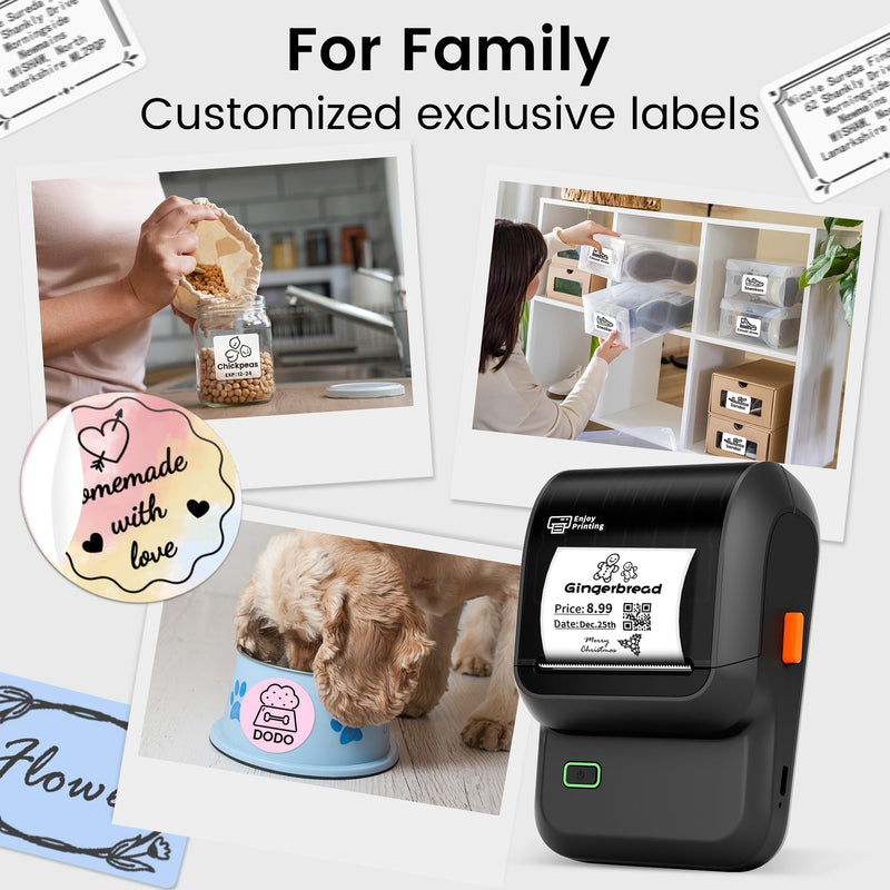 [AUSTRALIA] - Label Maker, Thermal Label Maker, Barcode Label Printer for Small Business, Bluetooth Label Maker Machine Compatible with Phone & PC, Inkless Portable Label Makers for Address, Logo, Barcode Black 