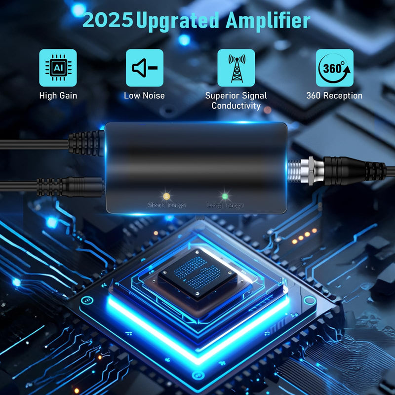 1600+ Miles TV Antenna Indoor,Digital TV Antenna for Smart TV Indoor with Amplifier Signal Booster, Strongest TV Antenna for Local Channels,Indoor Antenna with 42ft Coax HDTV Cable Support 8K 4K HD009