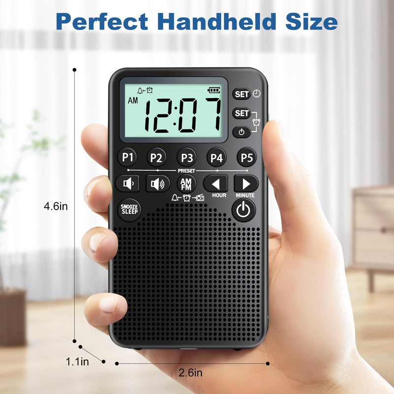 [AUSTRALIA] - Battery Operated Portable Pocket AM/FM Radio | Digital Tuning, Loud Speaker, Excellent Reception | Portable Emergency & Outdoor Radio with LCD Screen, Alarm Clock, Preset, Sleep Timer, Snooze 