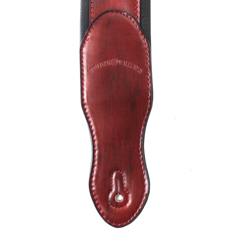 Walker & Williams KB-03-RB Mahogany Brown Full Grain Center Block Carved Leather Padded Guitar Strap With American Eagle & Oak Leaves For Acoustic, Electric, And Bass Guitars