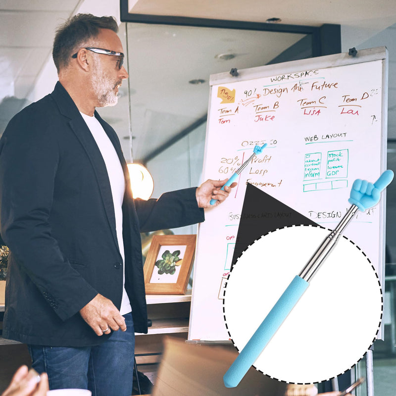 [AUSTRALIA] - PAGOW Retractable Teacher Pointer Stick, Hand Pointer Stick, Student Finger Pointing Stick, Extendable School Supplies for Reading, Classroom (Light Blue, Finger) Finger1, Light Blue 