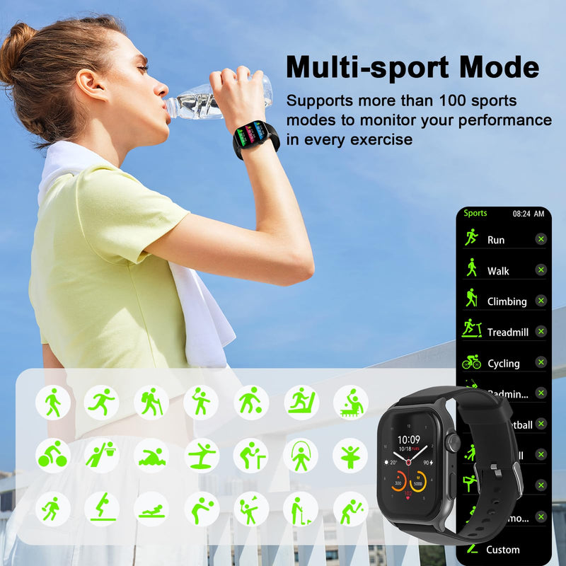 AOC Smart Watch with 1.95" AMOLED Display, ChatGPT AI& Bluetooth Call, Fitness Tracker for Women Men, Heart Rate & Sleep Monitor, 100+ Sports Modes, 10 Days Battery, IP68 Waterproof, Silver