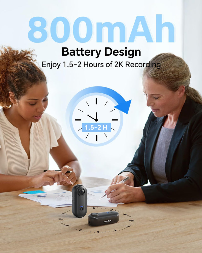 BOBLOV W4 2K Mini Body Camera, Wearable 64GB Camera with 360°Rotatable Clip & Magnetic Clip, 120 Minutes for recording, Easy to Use and Take for Lecture, Traveling, Pet Walking and Outdoors Activities BL64GB