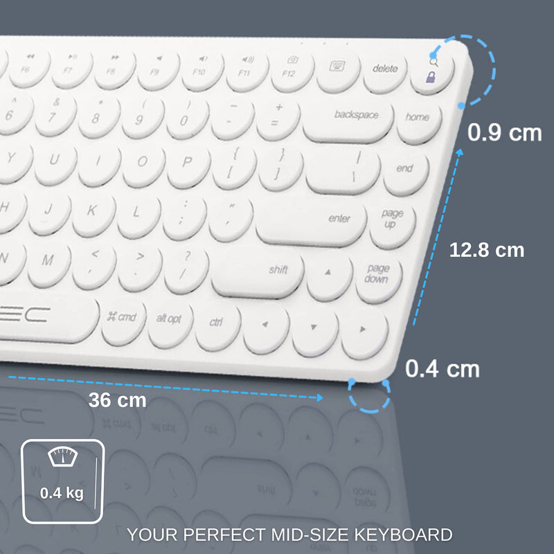 Bluetooth Keyboard for iPad, iPhone, Android, Apple, Windows – Streamlined, Compact Multi Device Keyboard – Ergonomic Bluetooth Wireless Keyboard for Mac, PC – Computer Keyboard Bluetooth by Vortec