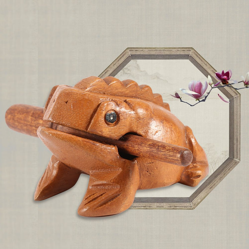 GLOGLOW Wooden Frog Guiro Rasp, Thailand Traditional Craft Musical Instrument Tone Block (12.7CM/5Inch)
